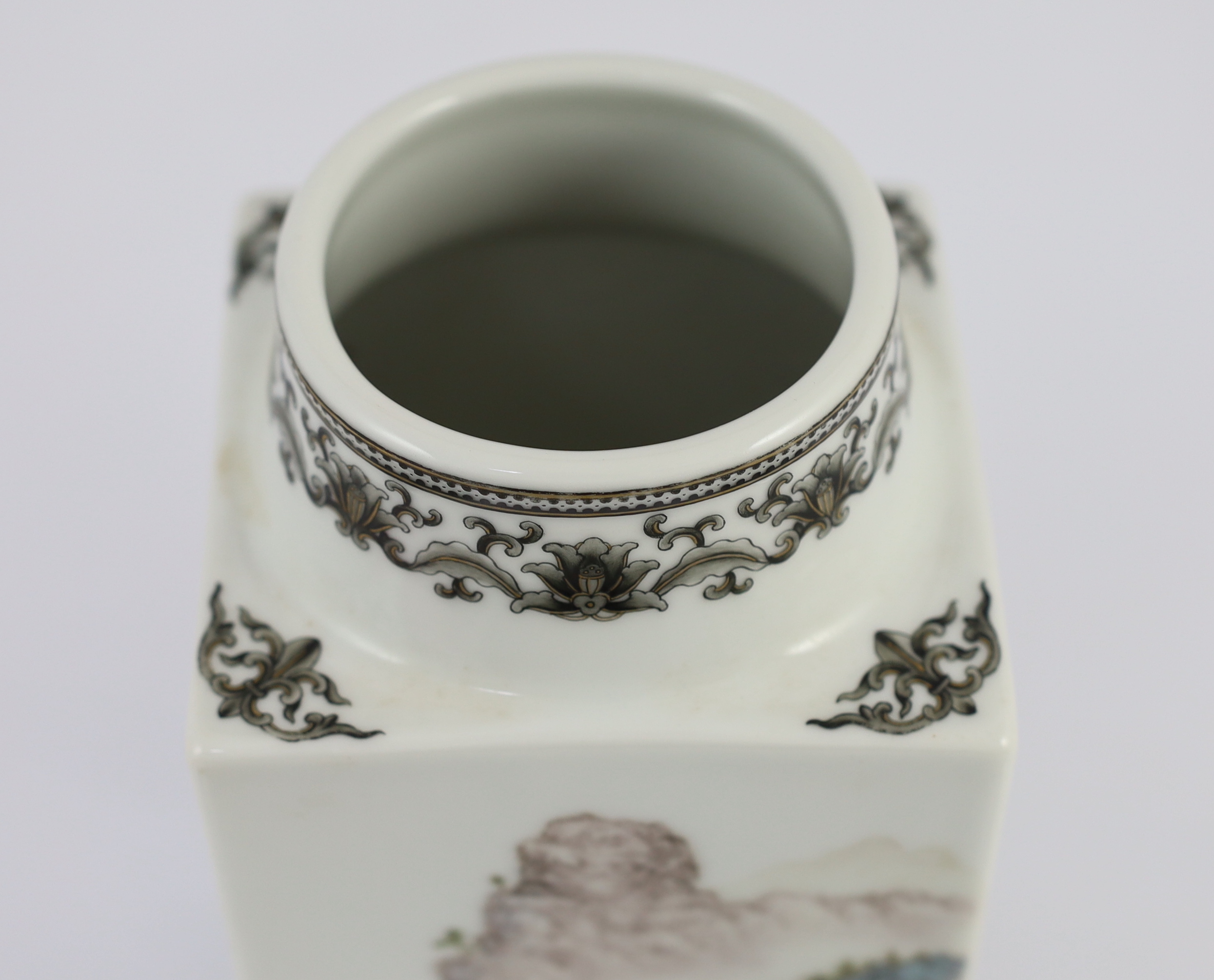 A Chinese enamelled porcelain ‘cong’ vase, mid 20th century, Jingdezhen mark